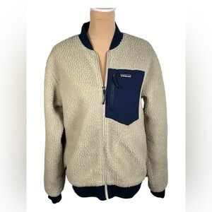 Patagonia - W's Classic Sherpa Retro-X Jkt‎ - Natural w/New Navy Women’s Medium